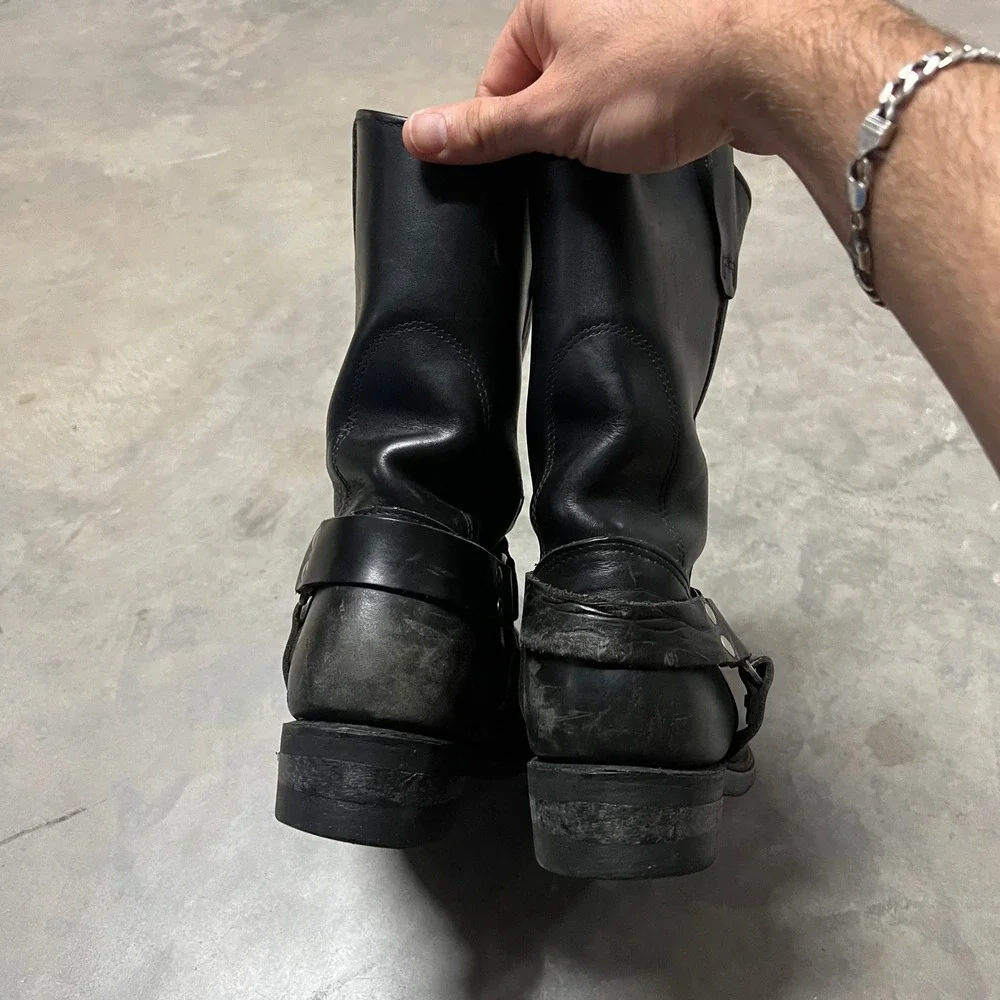 Red Wing 969 Mens Black Leather Harness Boots Square Toe Vibram Sole 13 E2 USA